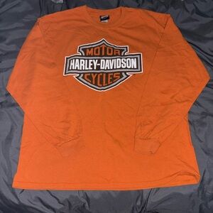 Harley-Davidson Orange Long Sleeve Tee with Iconic Logo